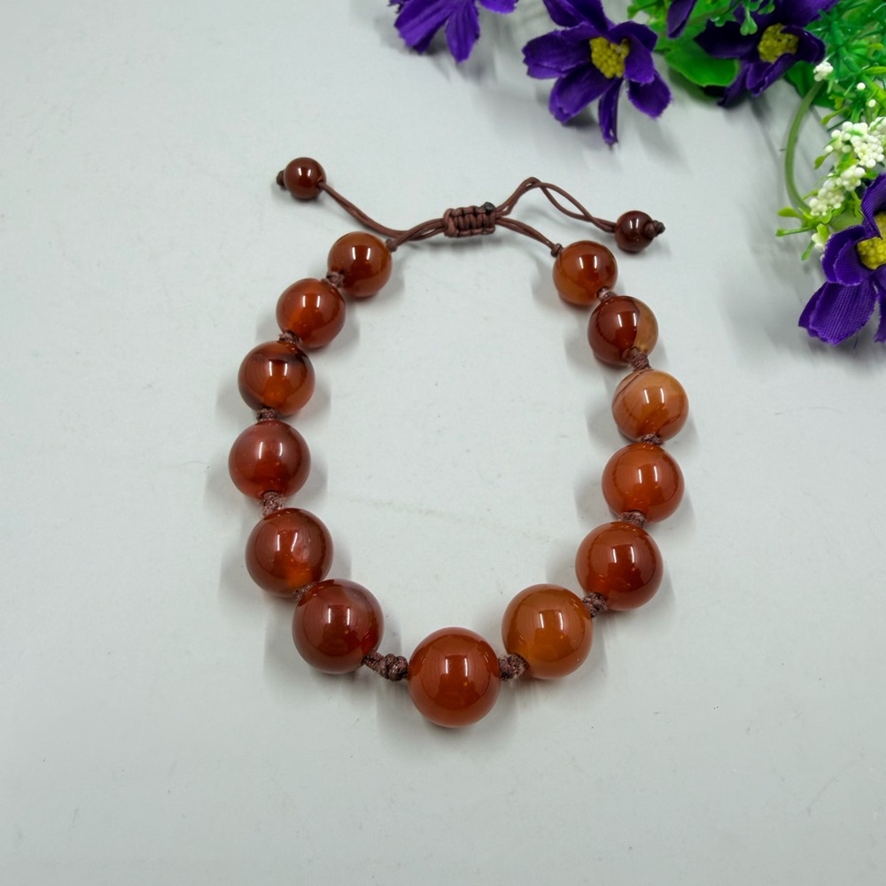 Genuine Carnelian Stone Beaded Vintage Bracelet